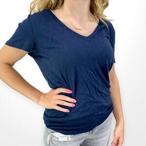 J. CREW Blue Cotton V-Neck Short Sleeve Basic Tee